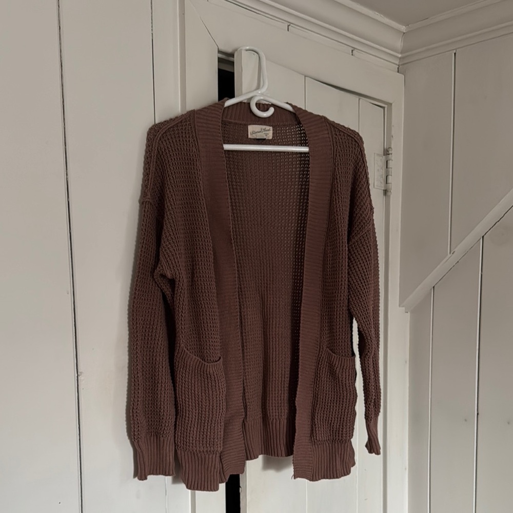 Cozy Brown Knit Cardigan Sweater